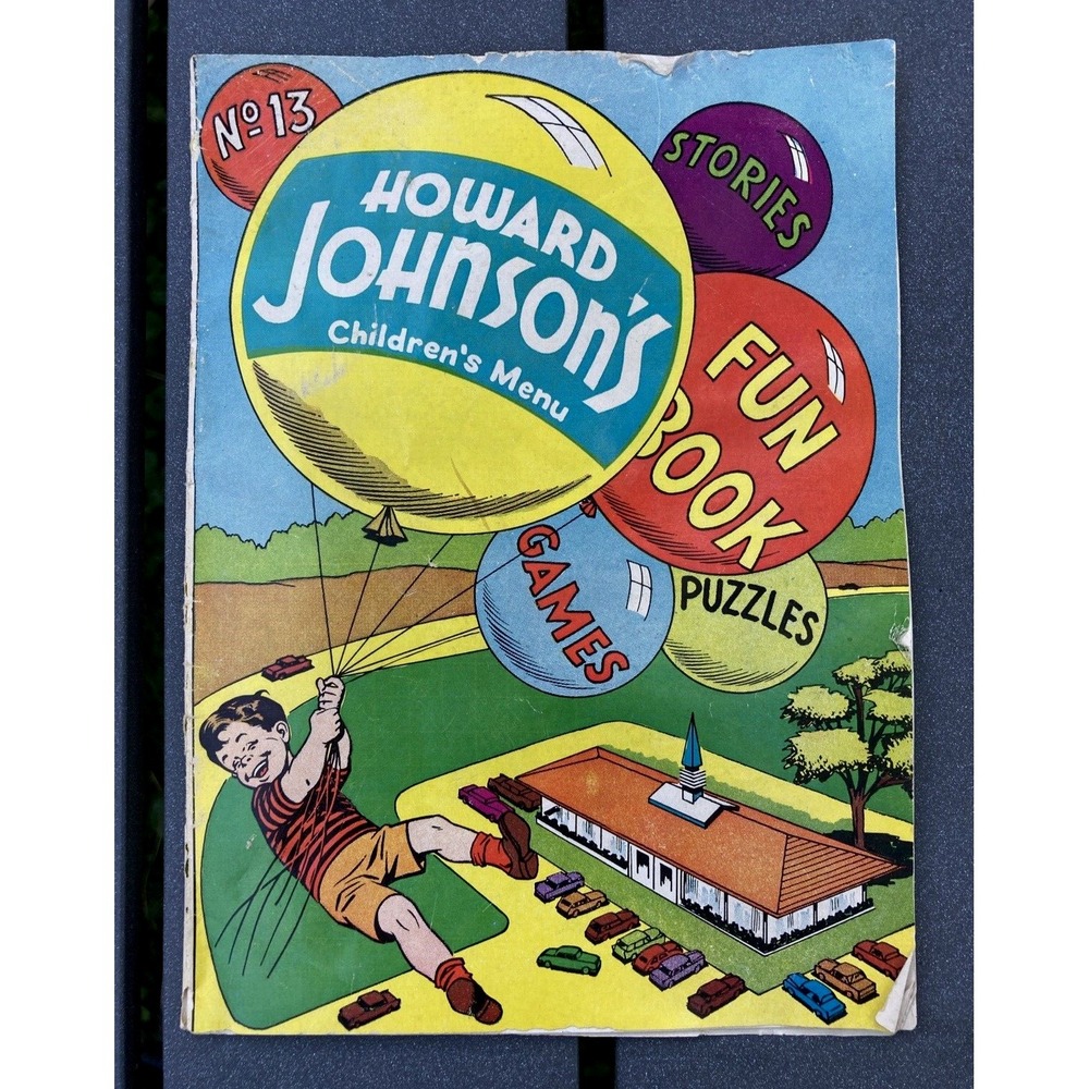 Vintage Howard Johnsons restaurant children's menu Fun Book No. 13 1964 HoJo's